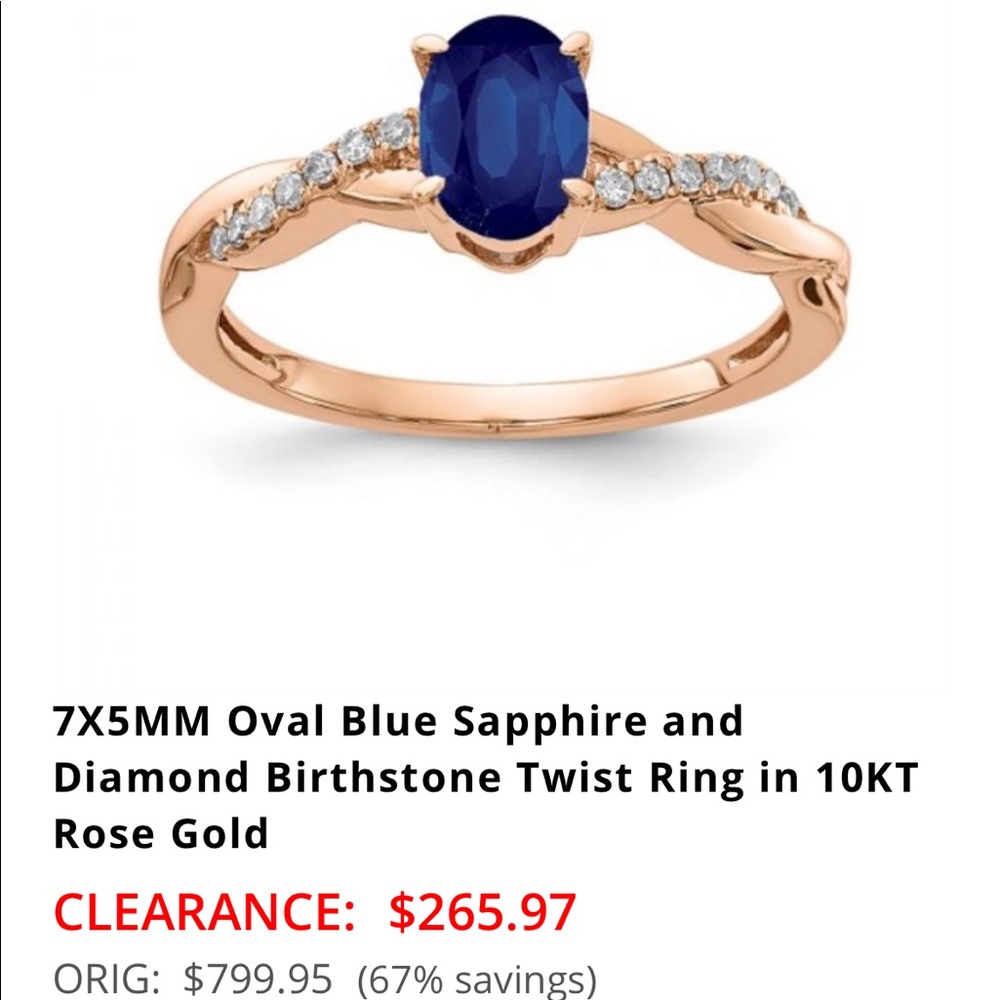 Oval Blue Sapphire and Diamond Birthstone Twist Ring in 10KT Rose Gold